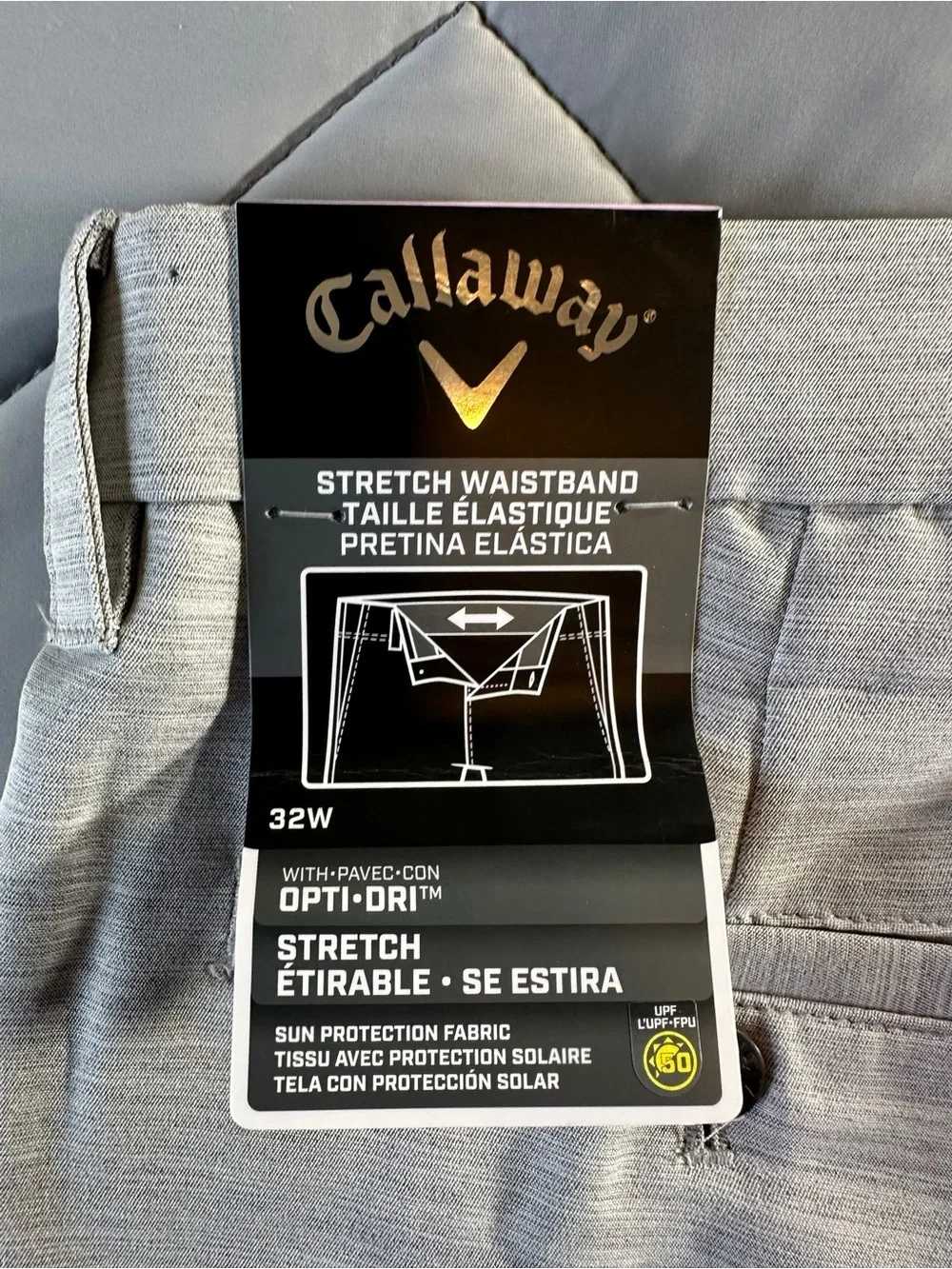 NWT Callaway Men’s Gray Flat-Front Golf Shorts 32